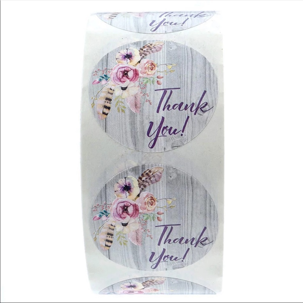 500 Boho Thank You Stickers 1” Round PRICE FIRM - Picture 4 of 5